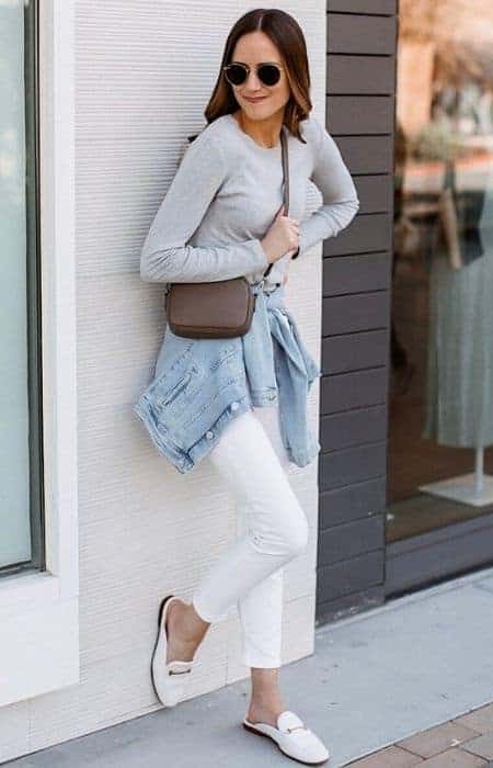 How to wear flat shoes with jeans to look taller & slimmer - wear flats with white jeans