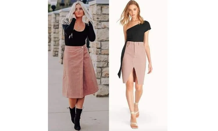 what to wear with a pink corduroy skirt