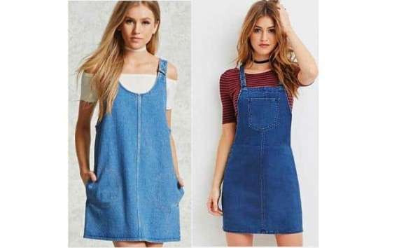 What to wear with a denim pinafore dress? 18 outfit looks!