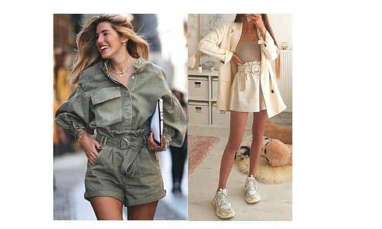 what to wear with paper bag shorts