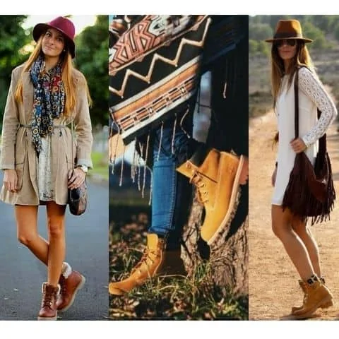 Timberland boots, boho style