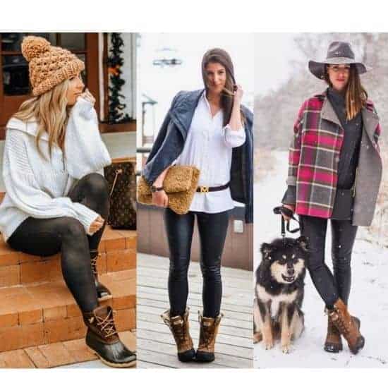 what to wear with duck boots, what to wear with bean boots, duck boots with leggings