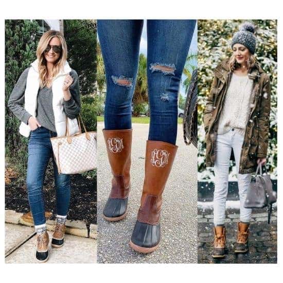 what to wear with duck boots, what to wear with bean boots, duck boots outfits ladies