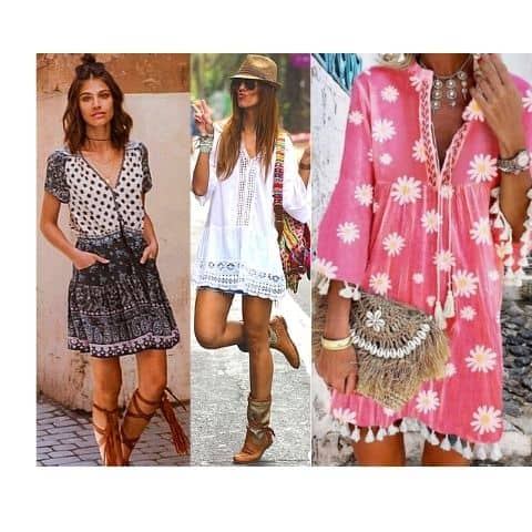 what to wear with tunic dress, wear tunic dress boho chic outfits