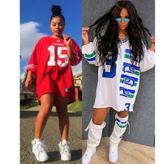 football jersey outfit girl, football jersey outfit ideas