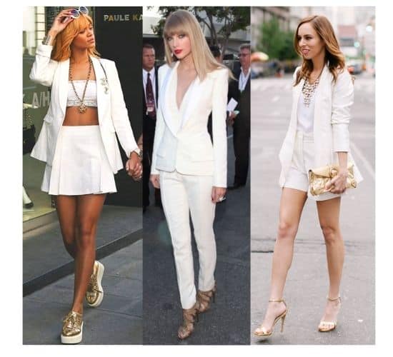 white and gold outfits for ladies