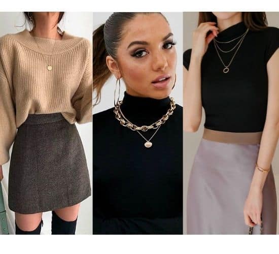 what jewelry & necklace to wear with mock turtleneck
