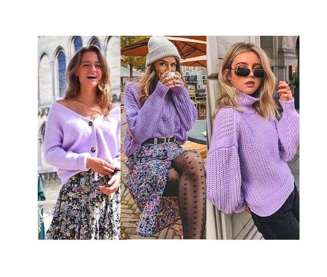what to wear with lavender lilac sweater