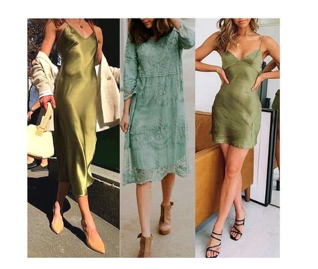 what to wear with sage green dress