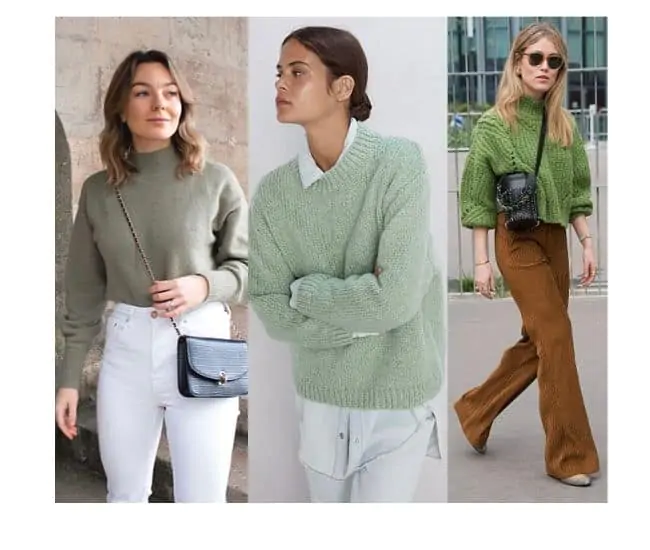 what to wear with sage green sweater