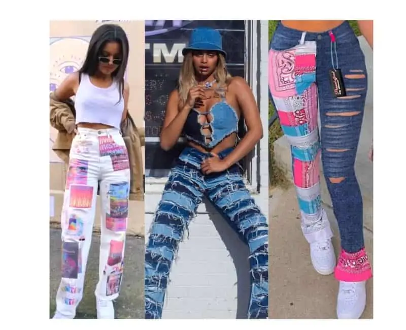 what to wear with patchwork jeans baddie style