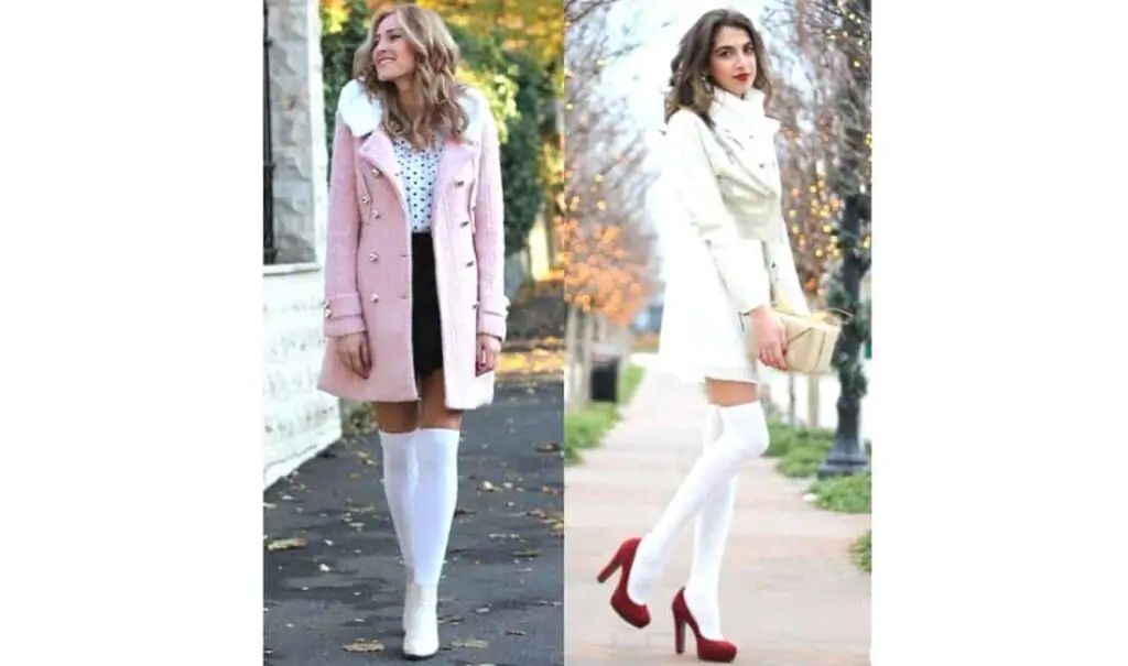 classy white knee high socks outfit