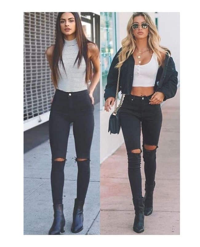 Black ripped jeans outfit ideas