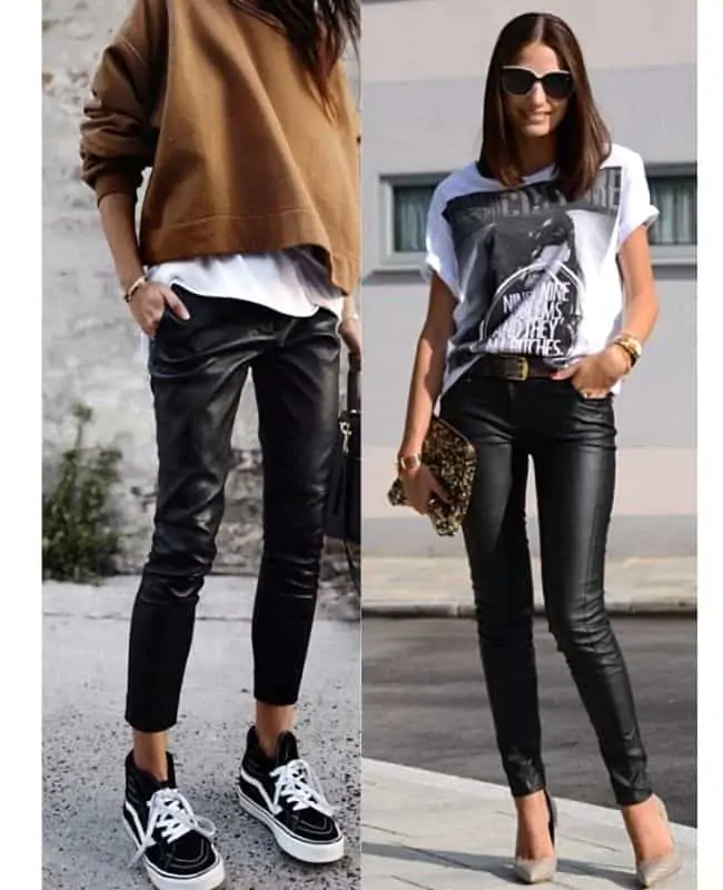 Black coated jeans outfit ideas