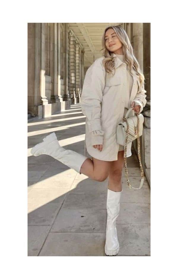 Wear winter white boots outfits