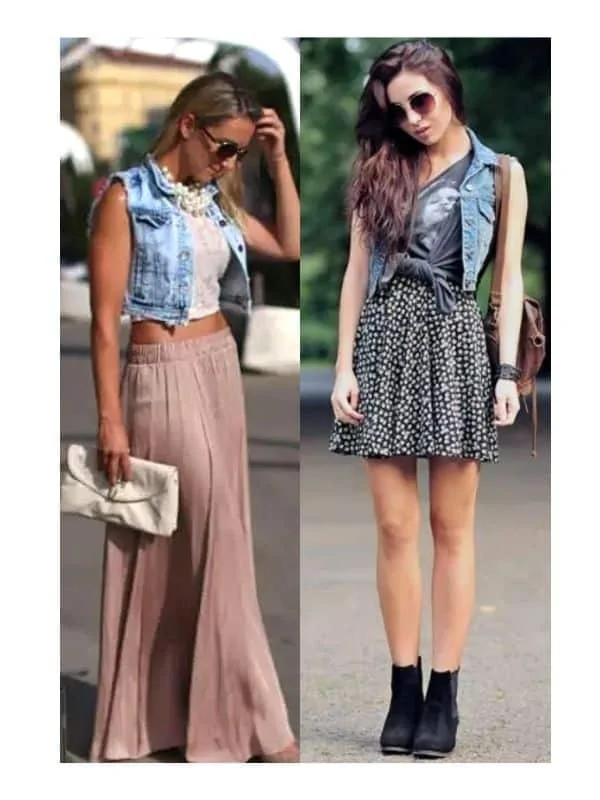 cropped jean vest outfits