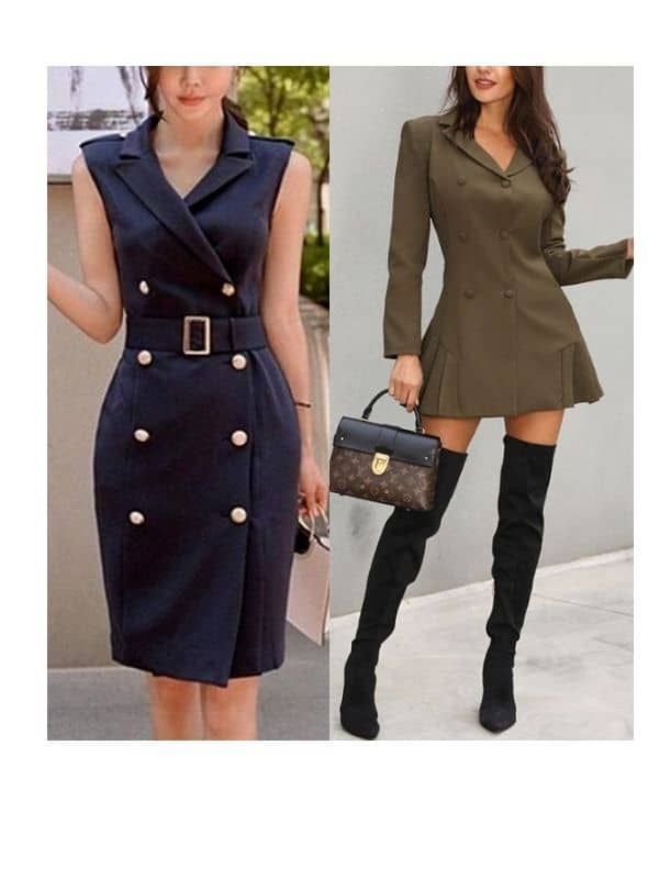 double breasted blazer dress outfit
