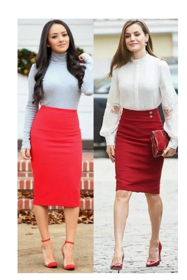 red pencil skirt outfit ideas