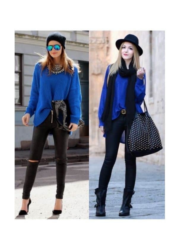 royal blue and black outfit ideas