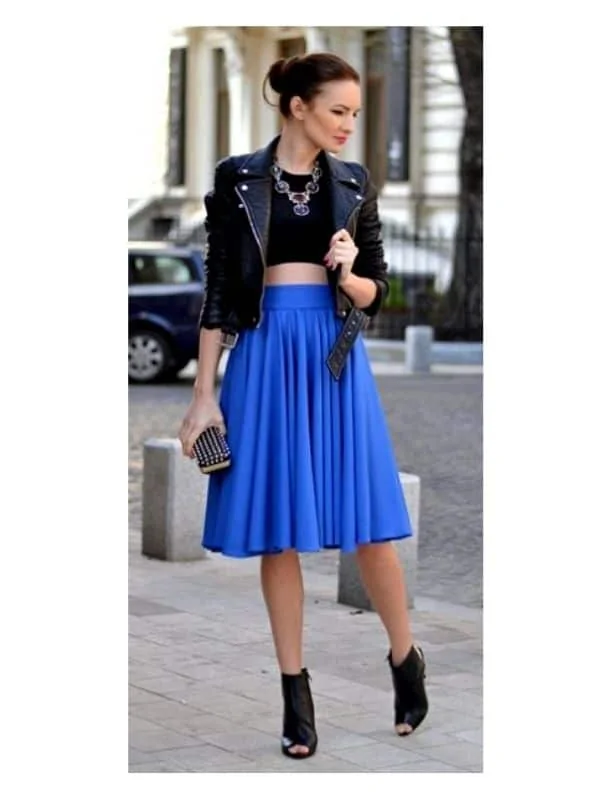 royal blue skirt outfit ideas