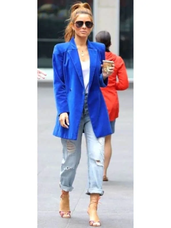 oversized royal blue blazer outfit ideas
