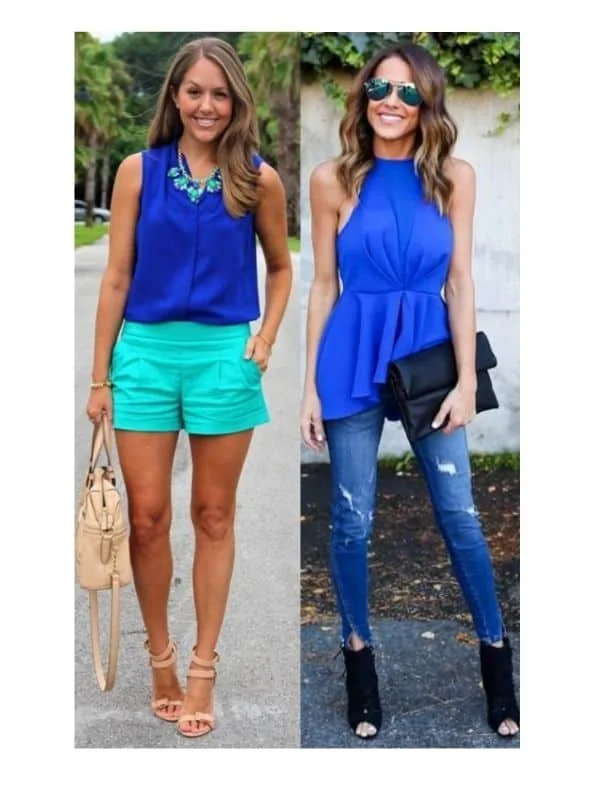 royal blue top outfit ideas