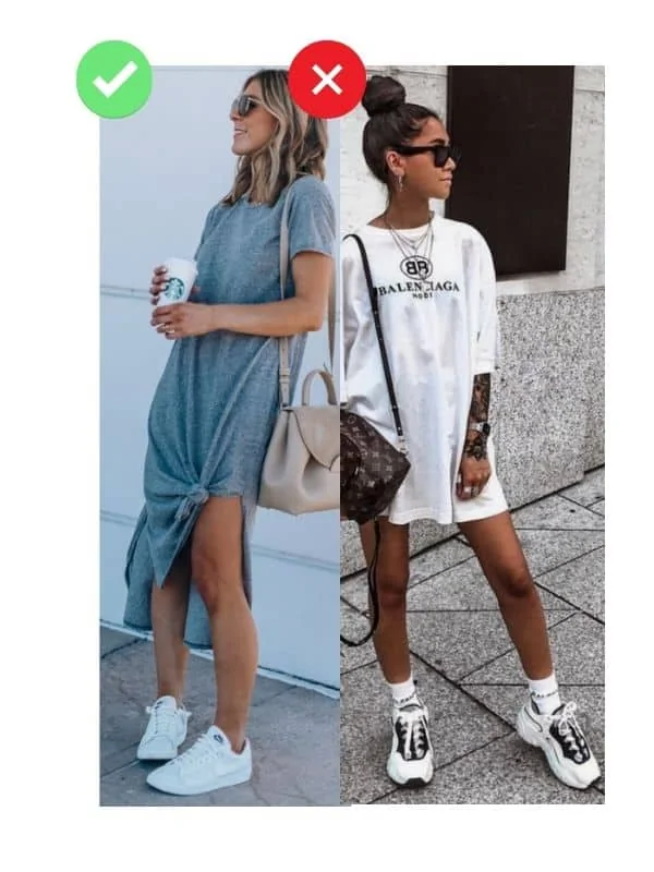 T-shirt dress outfit with sneakers