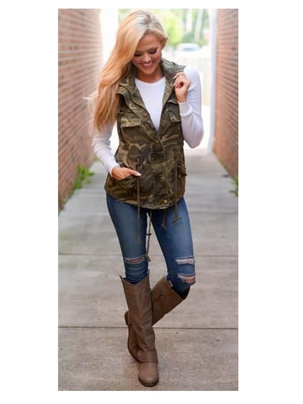 Camouflage vest outfit ideas