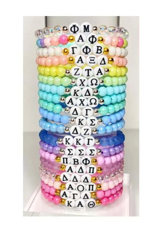 Colorful sorority beaded bracelets