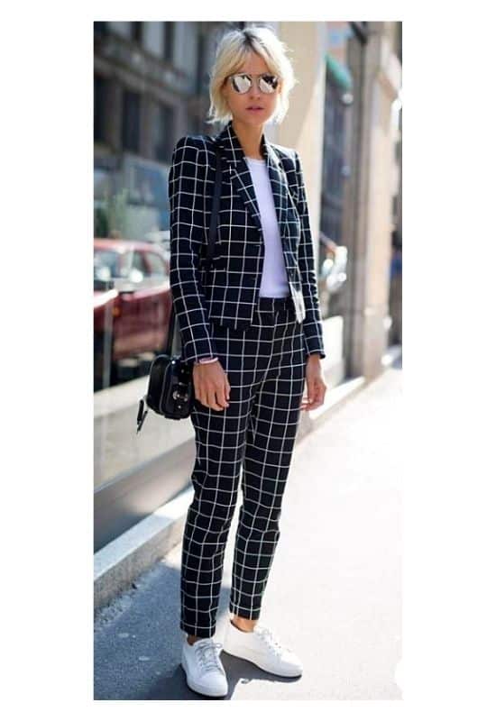 checkered pantsuit prom outfits for tomboys