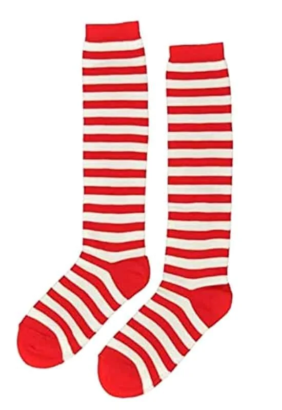 Candy cane striped socks for party