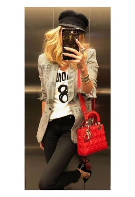 red lady dior bag outfit high street