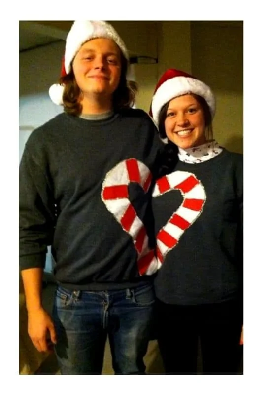 Couple matching candy cane DIY costume
