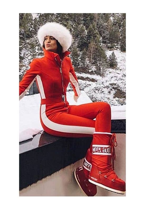 red snowboard outfit ladies