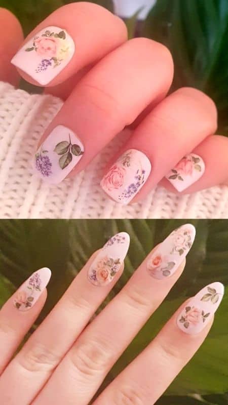 Floral Press On Gel Nails