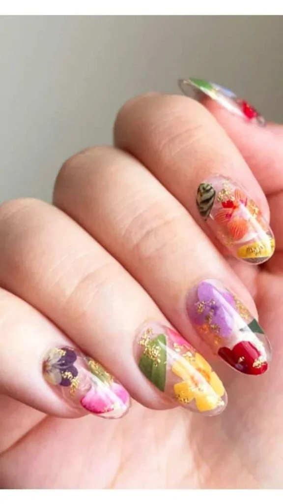 floral nails for birthday 