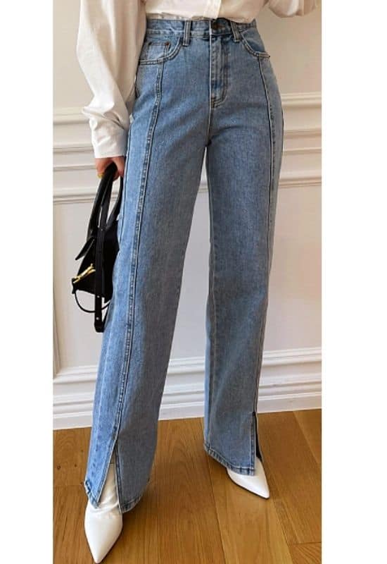 Front silt jeans for a fashionista look
