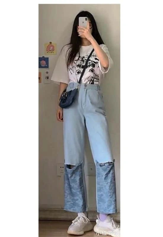 cute korean jeans outfit style