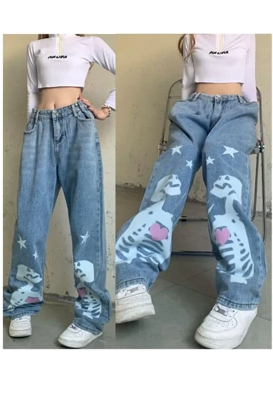 Korean fashion gothic jeans