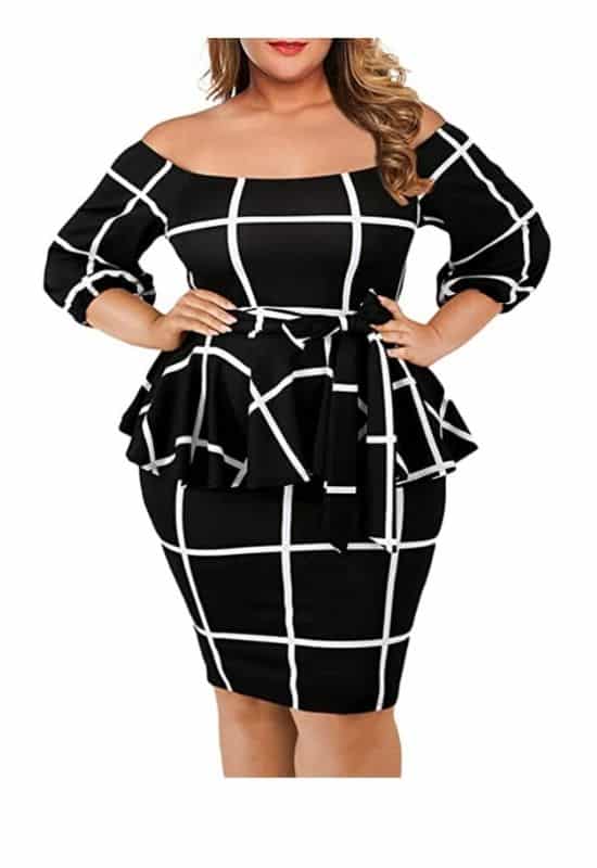 Checkered peplum dress plus size thanksgiving