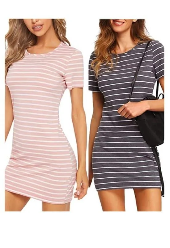 Striped horizontal stripe tee dress
