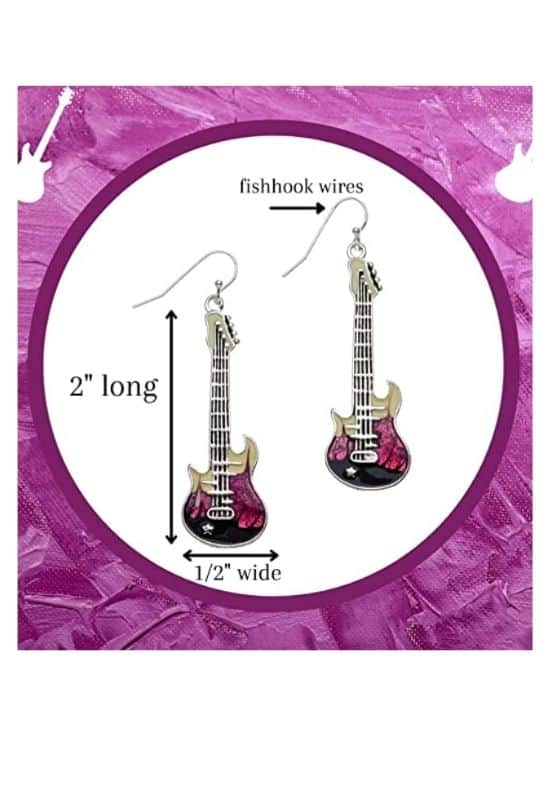 Guitar earrings for a rock concert