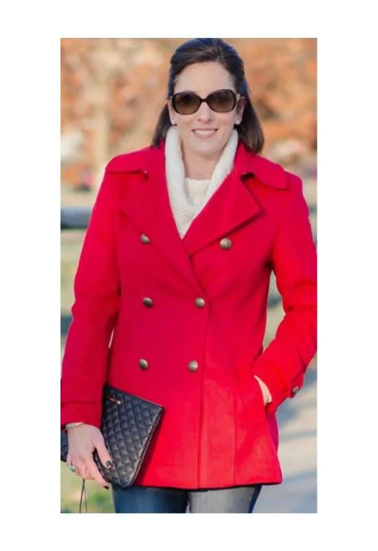 Christmas red coat outfit ideas