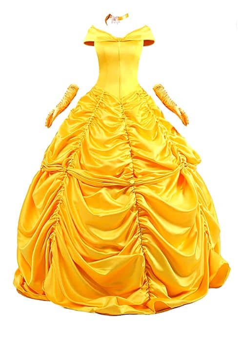 Belle Princess Dress Palace Prom Dress Yellow Cloak Adult
