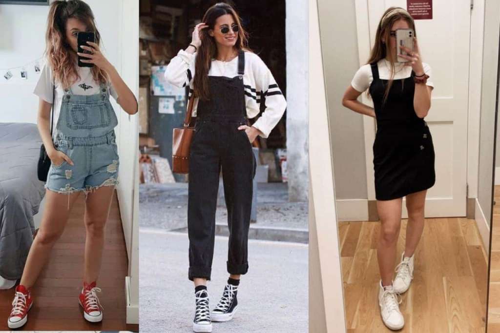 High Top Converse With Overall Dress 