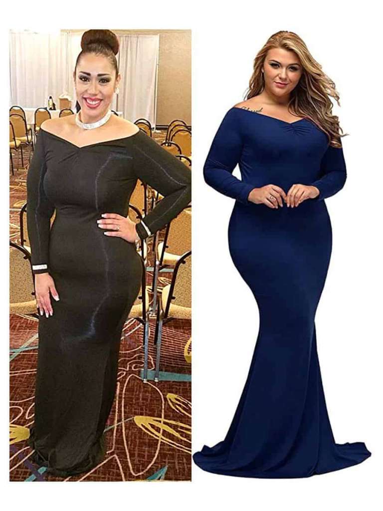 Plus size formal dress with sleeves