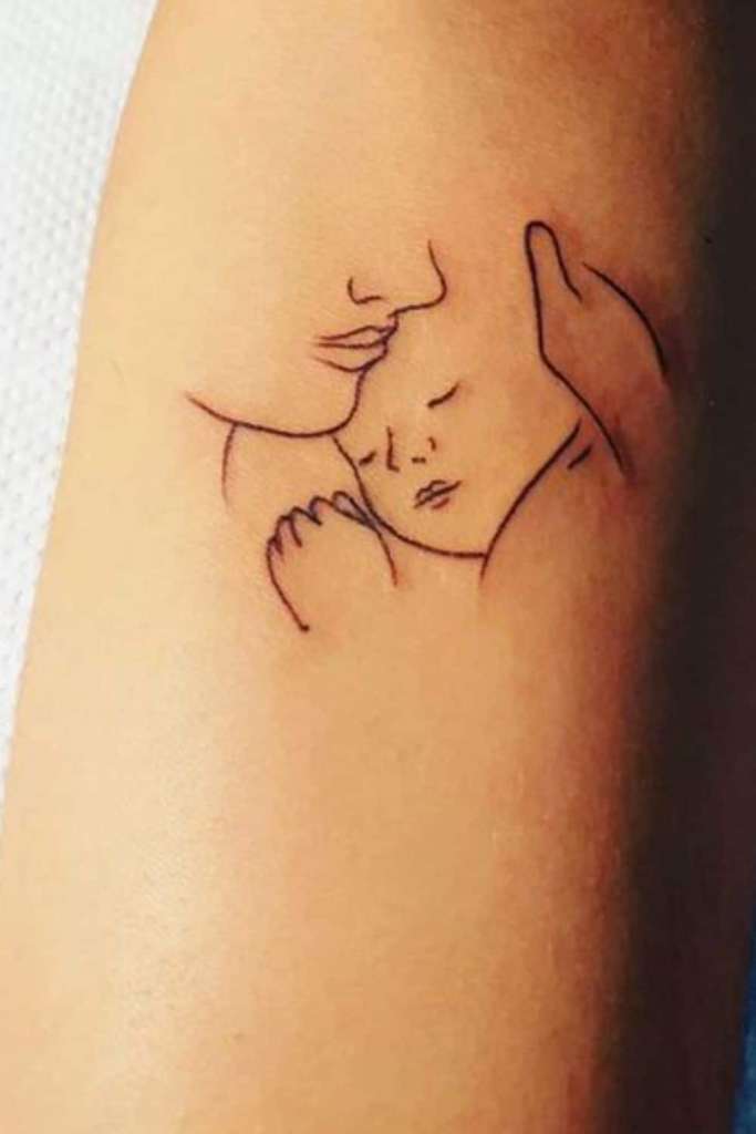 Mom and baby tattoo on wrist designs