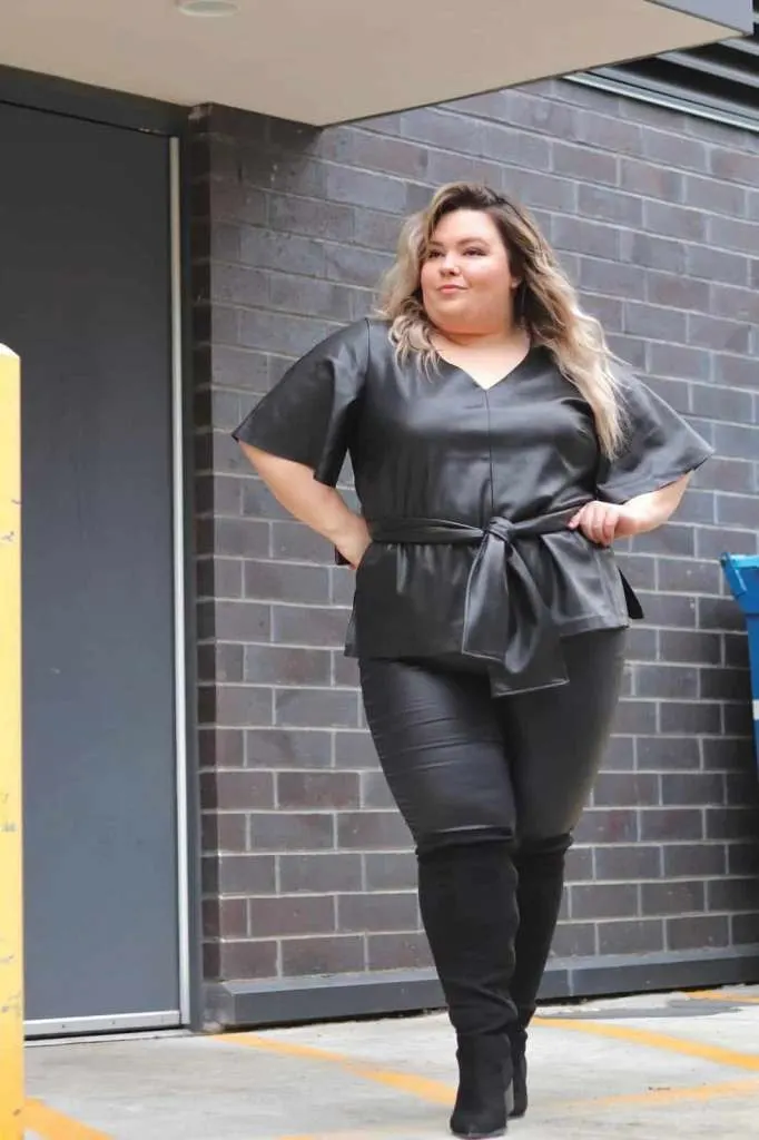 All faux leather outfit plus size