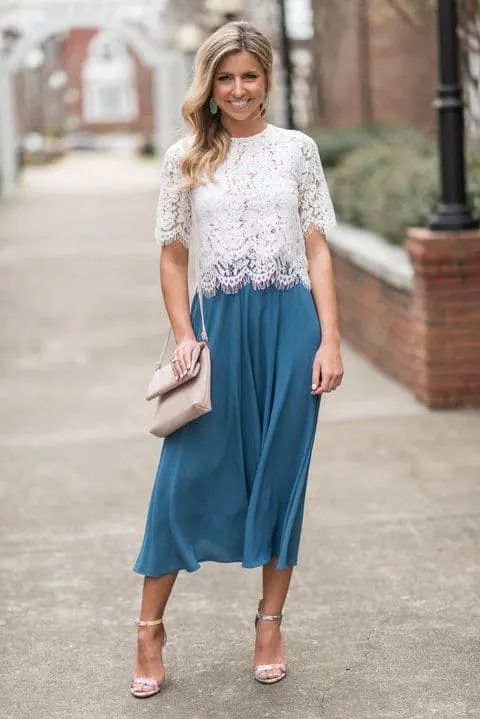lace top and culottes for wedding