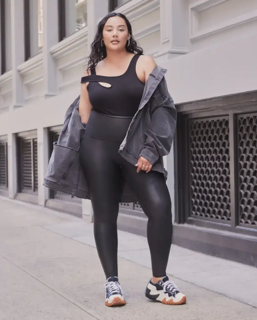 sporty faux leather leggings outfits
